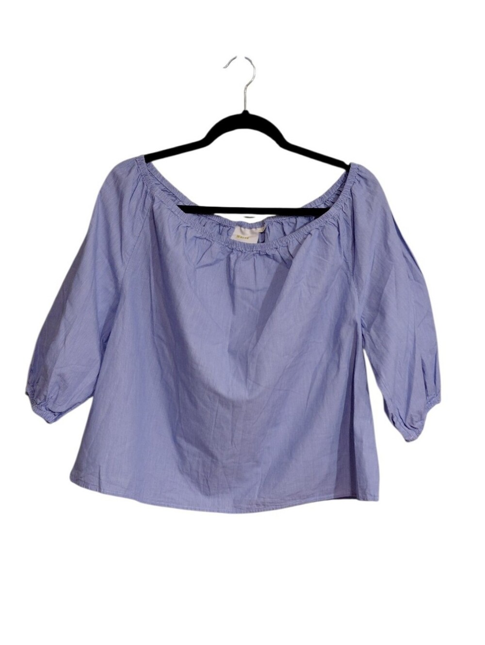 Maeve Blue And White Off-Shoulder Peasant Top